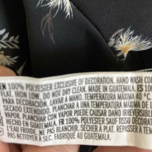 Off the Shoulder Black Floral Boho Peasant Blouse Top Black/Multi Size S - Picture 7 of 7